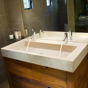 Concrete Trough Sinks in the Bath Room Bathroom Vanities